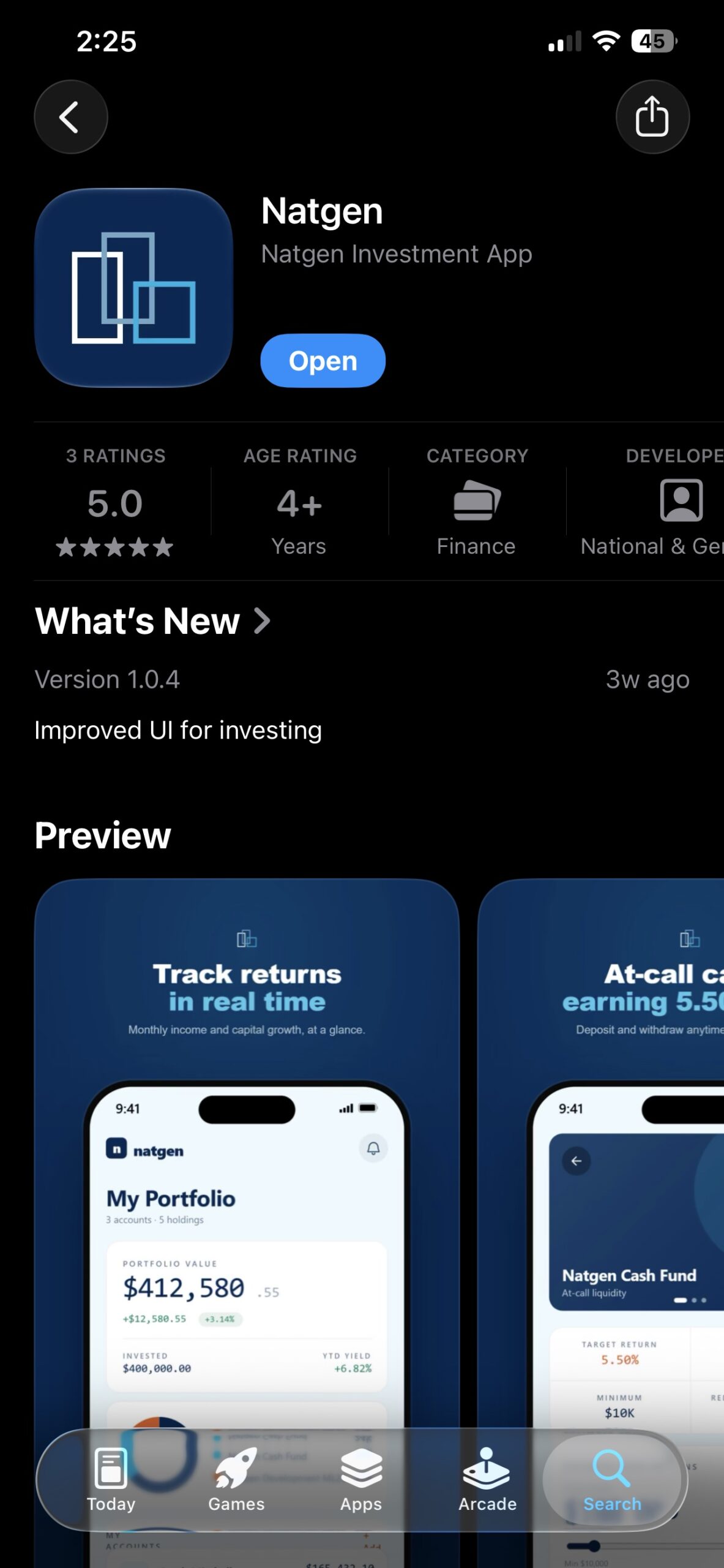 The Natgen app listing on the Apple App Store
